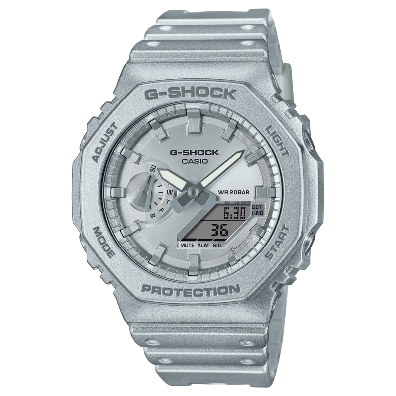 Casio GA-2100FF-8AER G-Shock Classic Herrenuhr Silbermetallic • Carbon Core Guard • Stoßfest & 20 bar