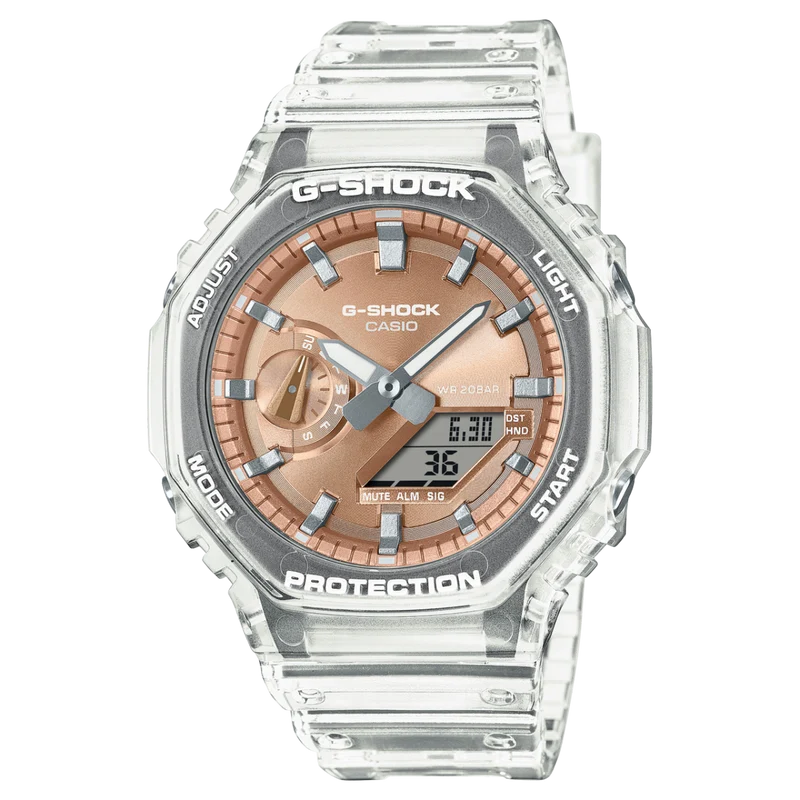Casio G-Shock Classic GA-2100BM-7A5ER Herren • Transluzentes Resin-Gehäuse • Analogdigital mit Weltzeit