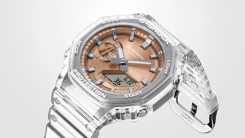 Casio G-Shock Classic GA-2100BM-7A5ER Herren • Transluzentes Resin-Gehäuse • Analogdigital mit Weltzeit