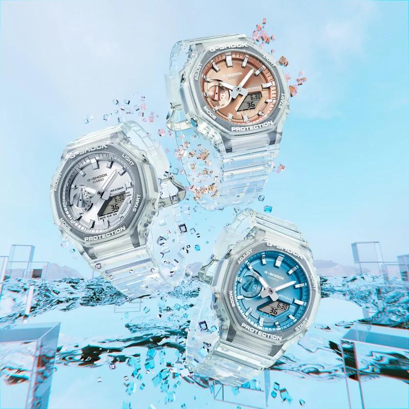 Casio G-Shock Classic GA-2100BM-7A2ER Herrenuhr • Transluzentes Resin-Design • 20 bar wasserdicht