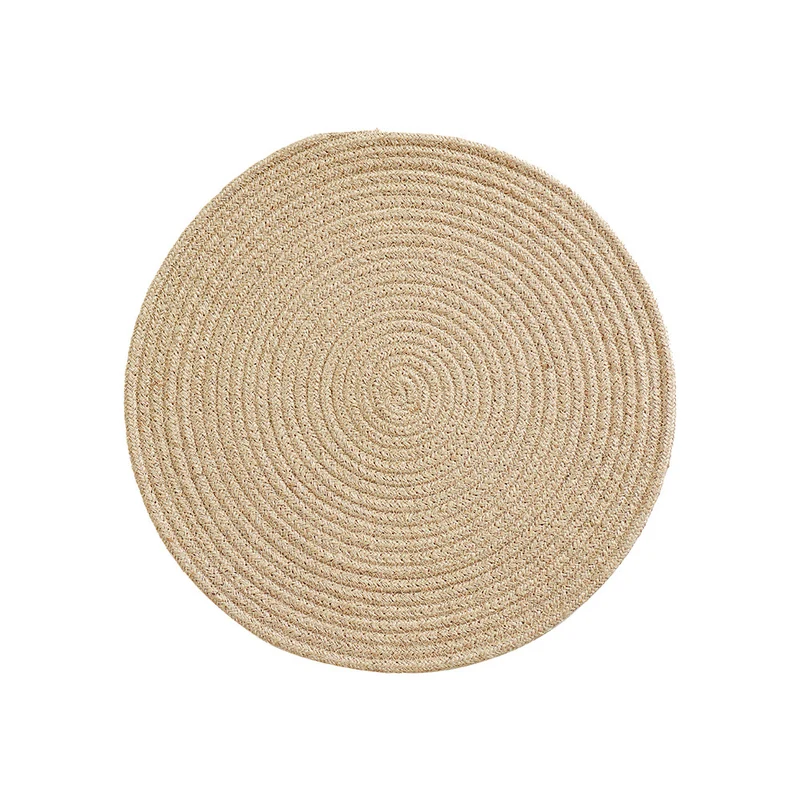 Runder gewebter Jute-Teppich mit Spiralmuster und flacher Struktur