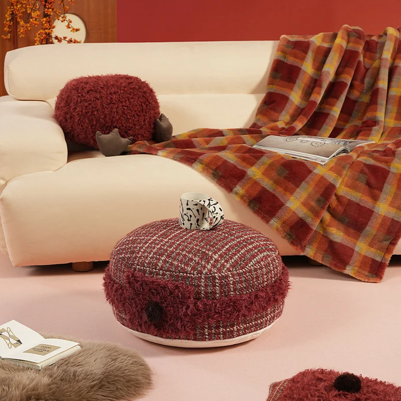 Baker-Boy-Mütze aus Tweed mit Teddybesatz und dekorativem Pompon