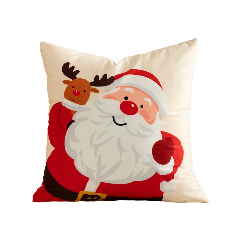 Weihnachtliches quadratisches Dekokissen mit Patchwork-Print und weichem Microfaserbezug