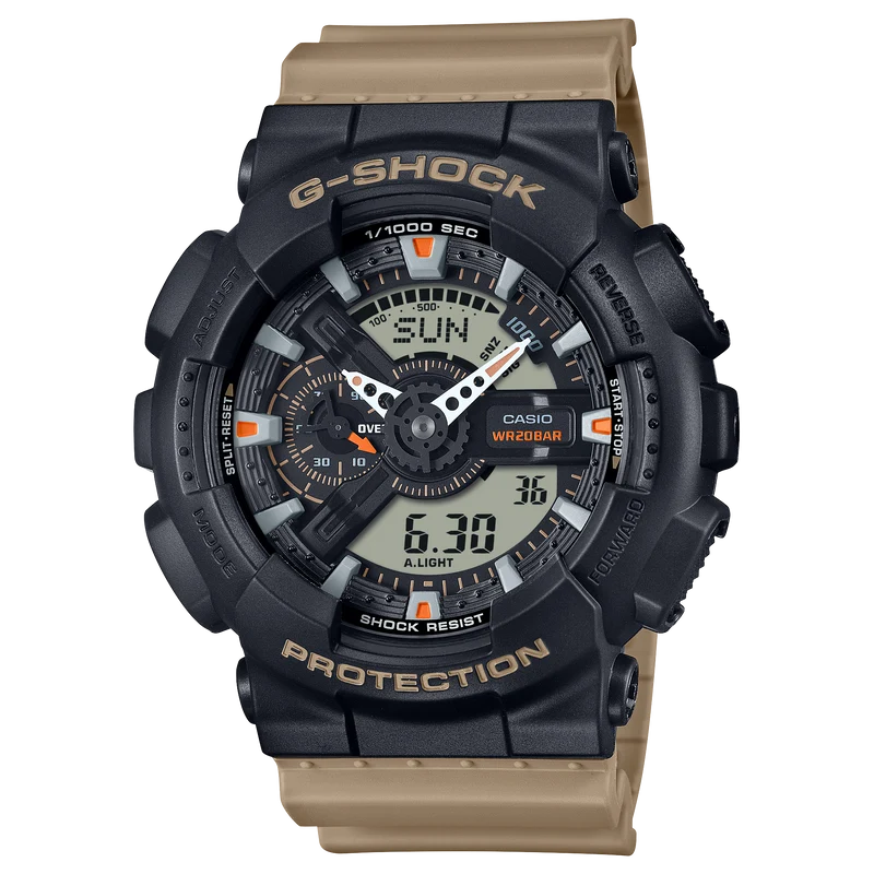 Casio GA-110TU-1A5ER G-Shock Classic Herrenuhr Schwarz/Beige • Stoßfest & 20 ATM • Analog-Digital