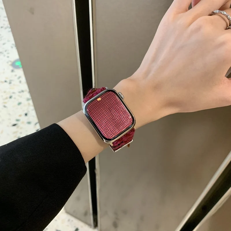Mega Elegant Apple Smartwatch Filz Und Echtes Leder Universell Armband