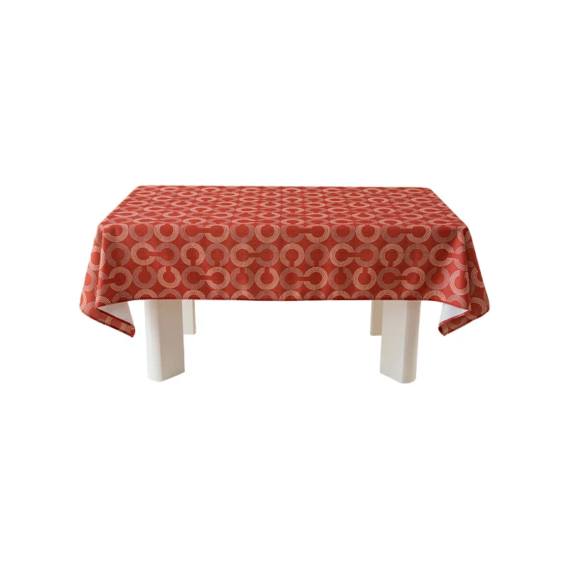 Rechteckige Jacquard-Tischdecke mit geometrischem Kreisrelief
