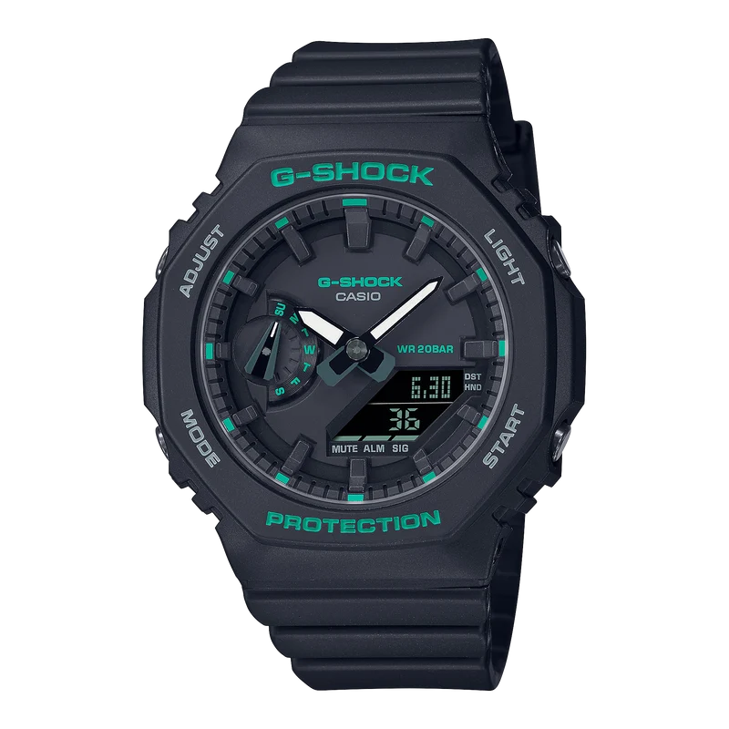Casio GMA-S2100GA-1AER Damen G-Shock GMA-S-Serie Schwarz • Grüne Akzentfarben • 20 bar wasserdicht