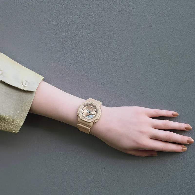 Casio GMA-P2100ST-9AER G-Shock Classic Damen-Armbanduhr Sand • Biobasiertes Resin • Ana-Digi Anzeige