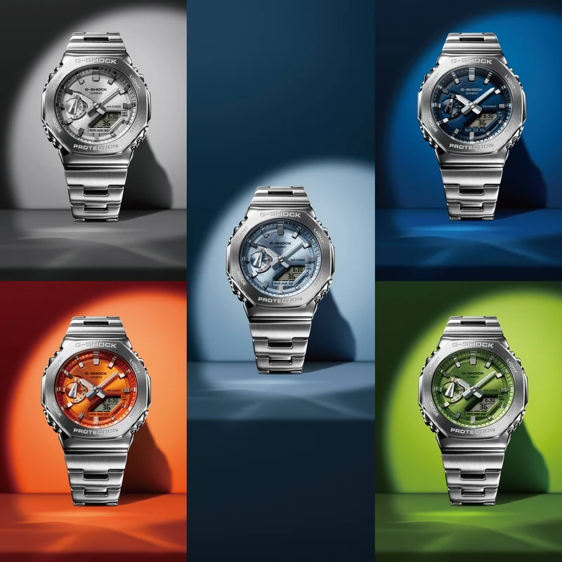 Casio GM-2110D-4AER G-Shock Classic Herrenuhr Blau • Edelstahllünette • Analog-Digital