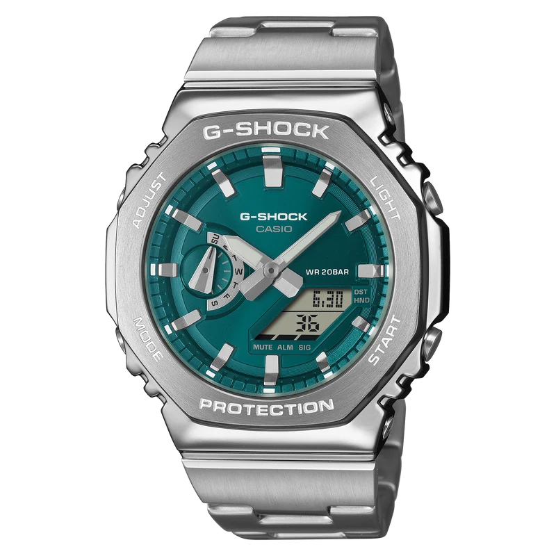 Casio G-Shock GM-2110D-3A1ER Herrenuhr • Metalllünette & Metallarmband • Analog-Digital