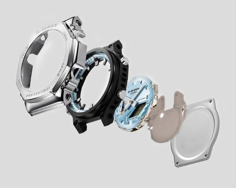 Casio G-Shock GM-2110D-3A1ER Herrenuhr • Metalllünette & Metallarmband • Analog-Digital