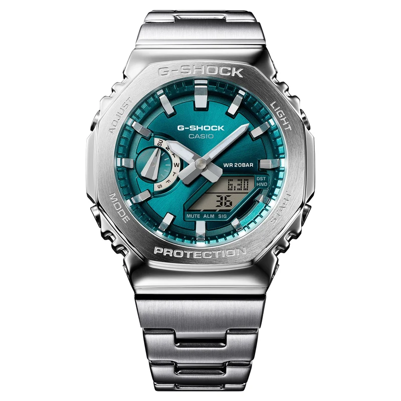Casio G-Shock GM-2110D-3A1ER Herrenuhr • Metalllünette & Metallarmband • Analog-Digital