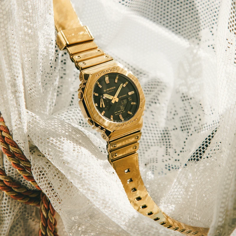 Casio GM-2100YMG-9AER G-Shock G-Steel Herren • Goldfarbene Metalllünette • Stoßfest & wasserdicht