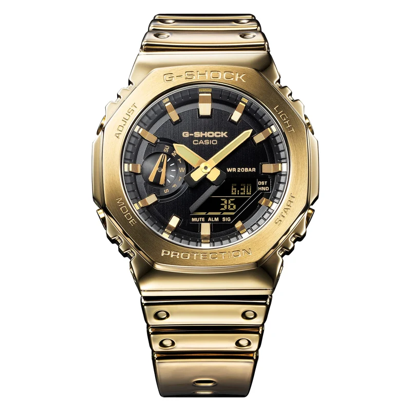 Casio GM-2100YMG-9AER G-Shock G-Steel Herren • Goldfarbene Metalllünette • Stoßfest & wasserdicht