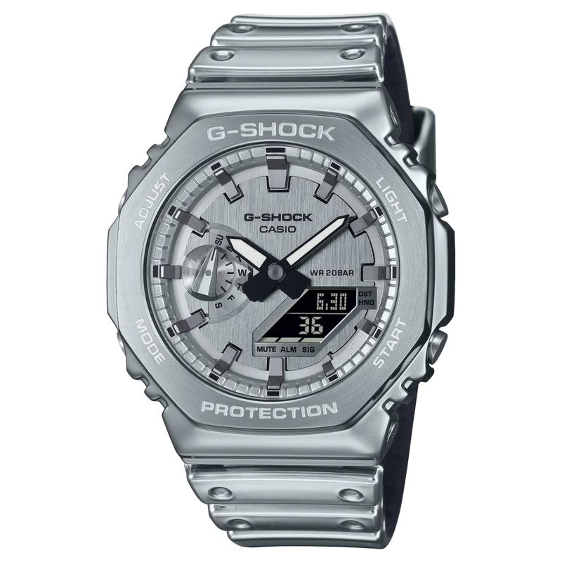 Casio GM-2100YM-8AER G-Shock G-Steel Herren Armbanduhr Silberfarben • Edelstahllünette • 20 bar wasserdicht