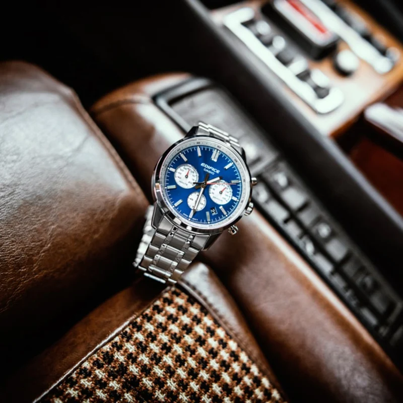 Casio EFR-575D-2AEF Edifice Herrenuhr Stahl/Blau • Chronograph • Mineralglas