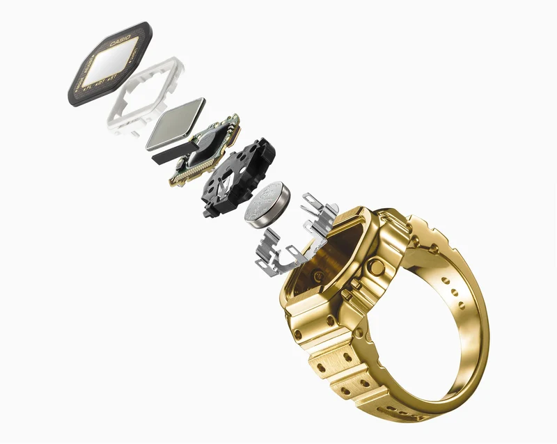 Casio CRW-001G-9ER Ringuhr Digital Goldfarben • Goldionenbeschichtung • Dual-Zeit & Stoppuhr