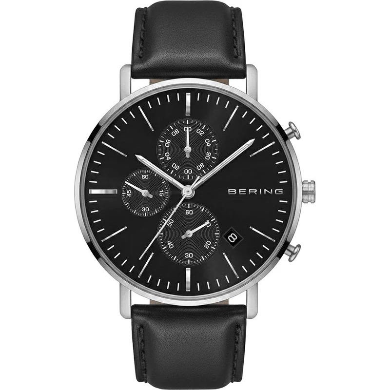 Bering Classic 14940-402 Herrenuhr • Saphirglas • Schwarzes Lederarmband