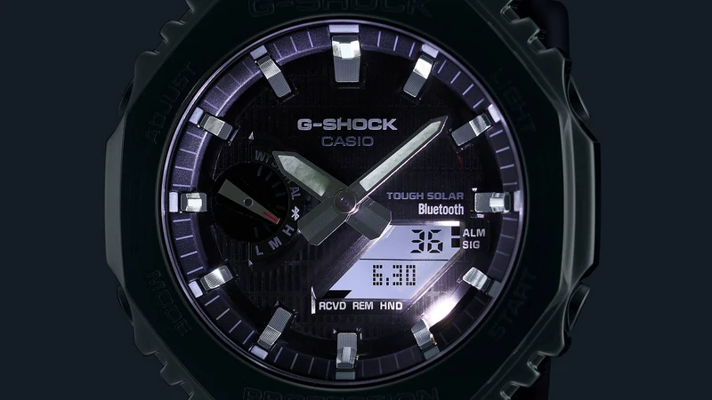 Casio G-Shock GBM-2100A-8BER Herrenuhr • Tough Solar & Bluetooth • Achteckiger Edelstahlrahmen