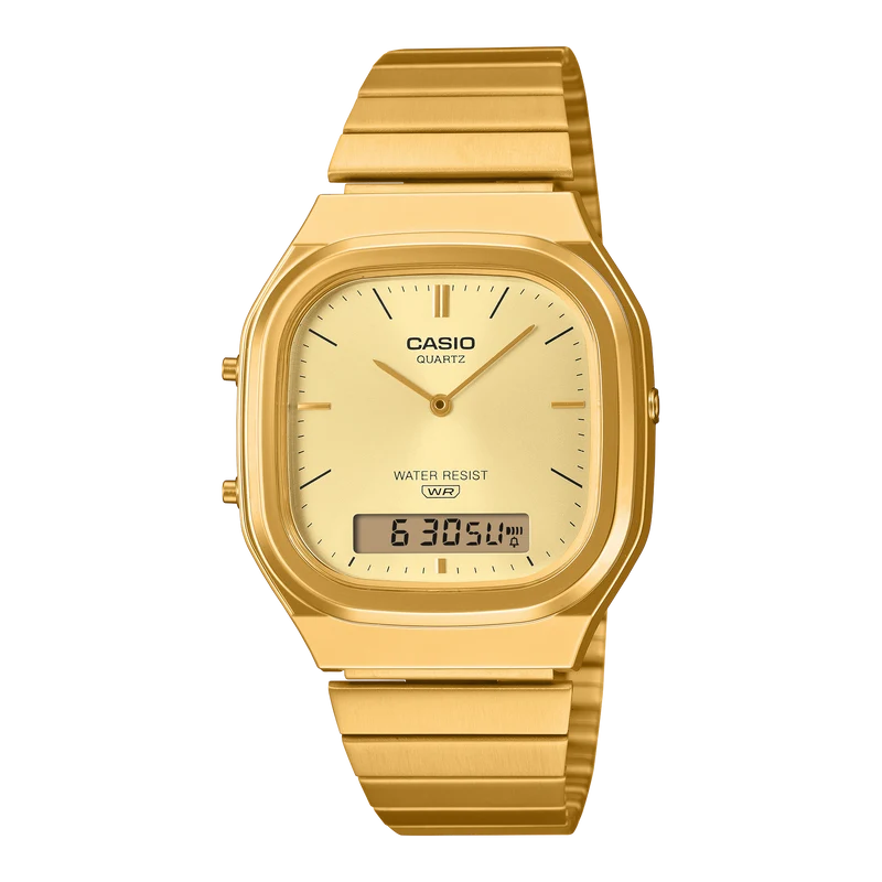 Casio Vintage AQ-240EG-9AEF Armbanduhr Gold • Analog-Digital • Retro-Design