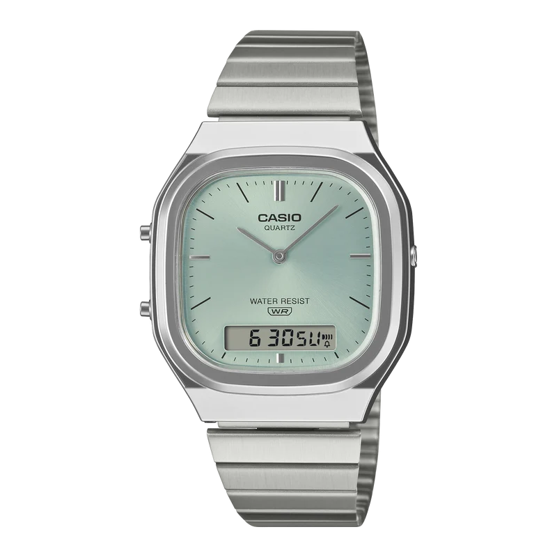 Casio Vintage AQ-240E-2AEF Armbanduhr Hellblau • Analog-Digital • Retro-modern