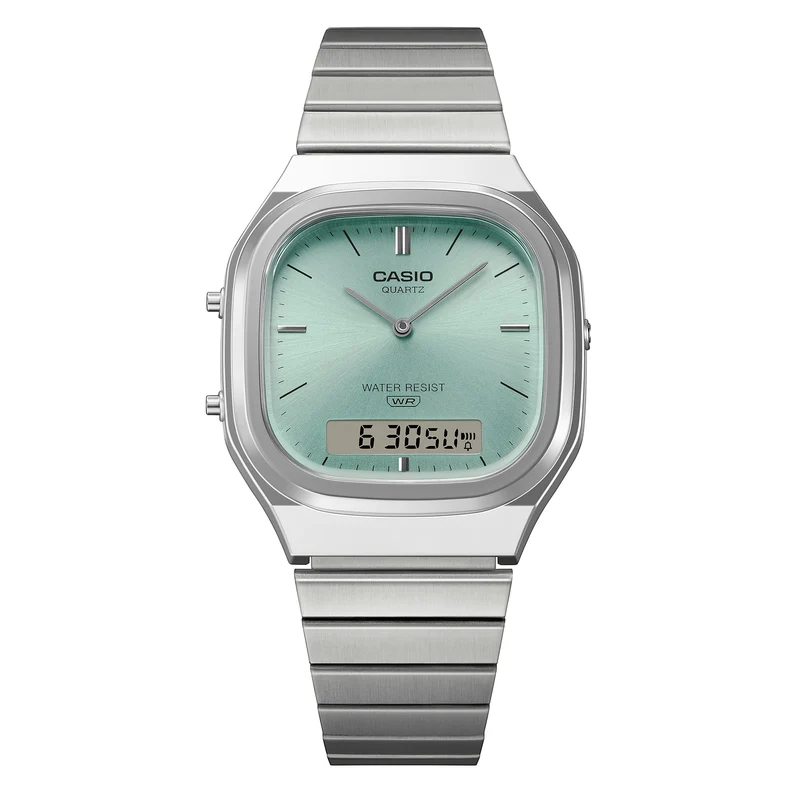 Casio Vintage AQ-240E-2AEF Armbanduhr Hellblau • Analog-Digital • Retro-modern