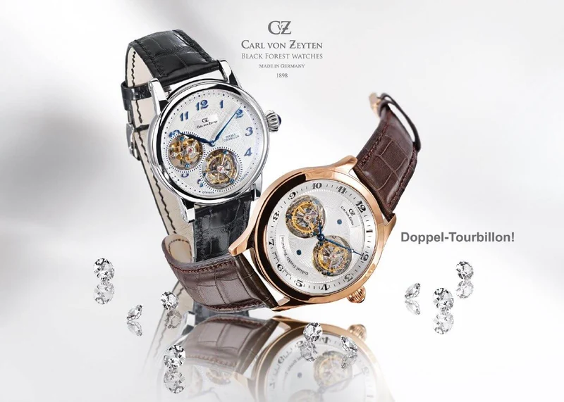 Carl von Zeyten Schonach Limited Edition CVZ2010SL Herrenuhr Weißgold • Doppel-Tourbillon • Automatikwerk