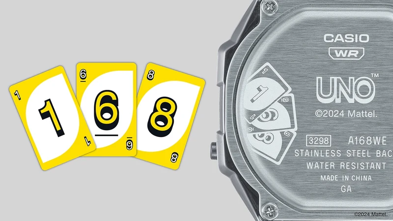 Casio A168WEUC-1AER Vintage Unisex Armbanduhr • UNO Special Edition • EL-Hintergrundbeleuchtung