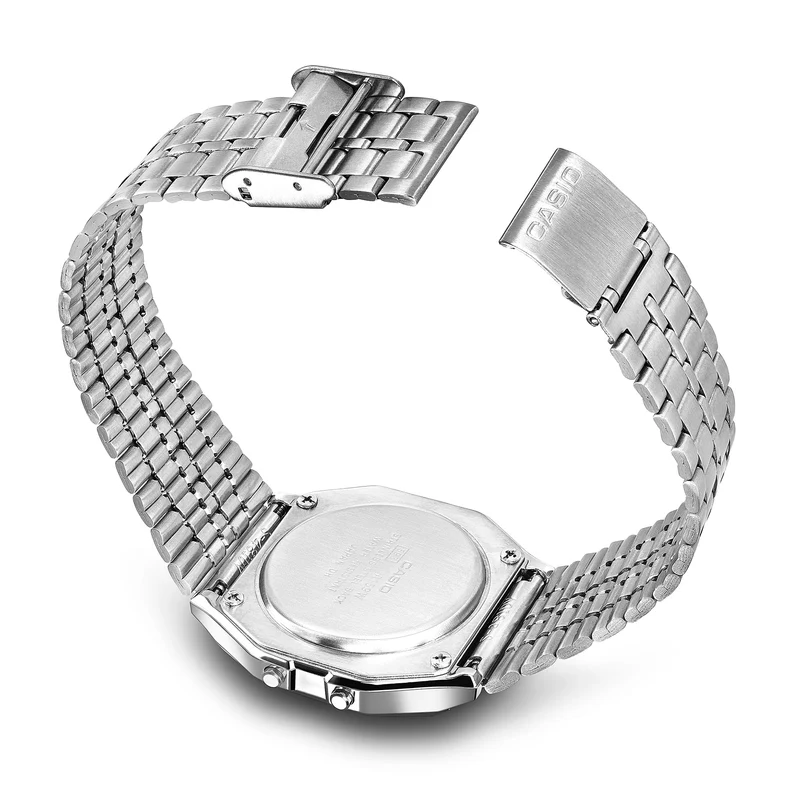 Casio Vintage A159WE-1EF Armbanduhr Silber • Edelstahlarmband • LED-Beleuchtung