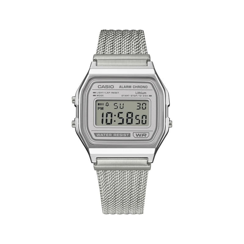 Casio Vintage A158WEM-7EF Armbanduhr Grün • Mesh-Armband • Digitalanzeige