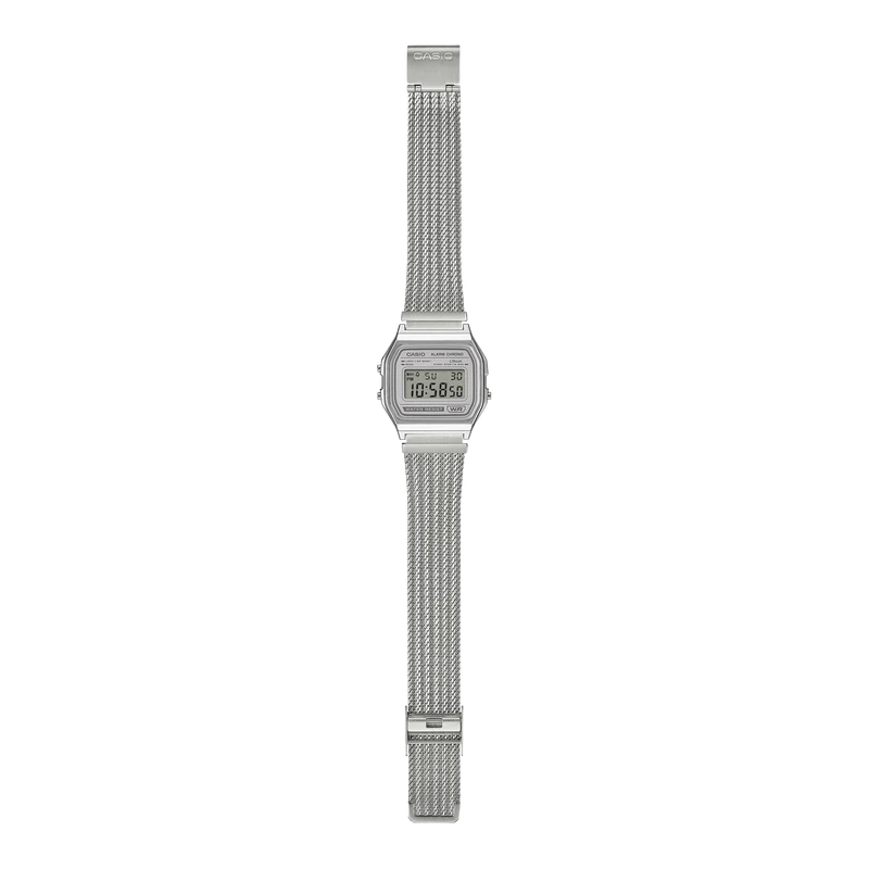 Casio Vintage A158WEM-7EF Armbanduhr Grün • Mesh-Armband • Digitalanzeige