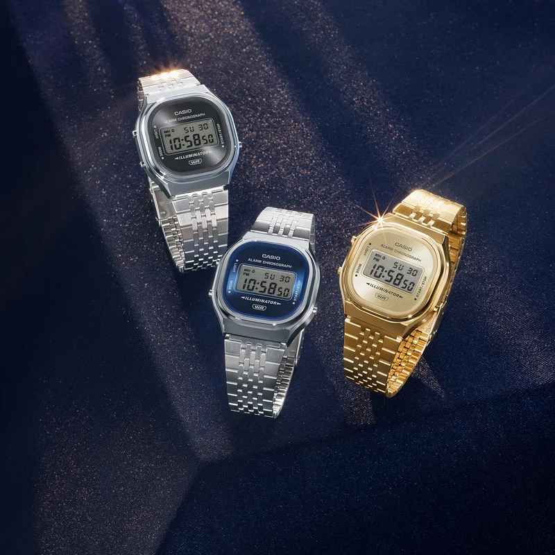 Casio A140WEG-9AEF Unisex-Armbanduhr Edgy Collection Goldfarben • Digitales Display • Retro-Design