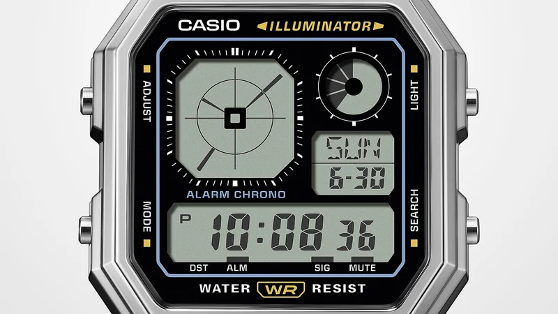 Casio Edgy A130WEG-9AEF Armbanduhr Gold • LCD mit Analoguhranzeige • Retro-futuristisches Design