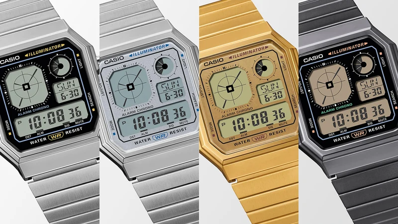 Casio Edgy A130WEG-9AEF Armbanduhr Gold • LCD mit Analoguhranzeige • Retro-futuristisches Design