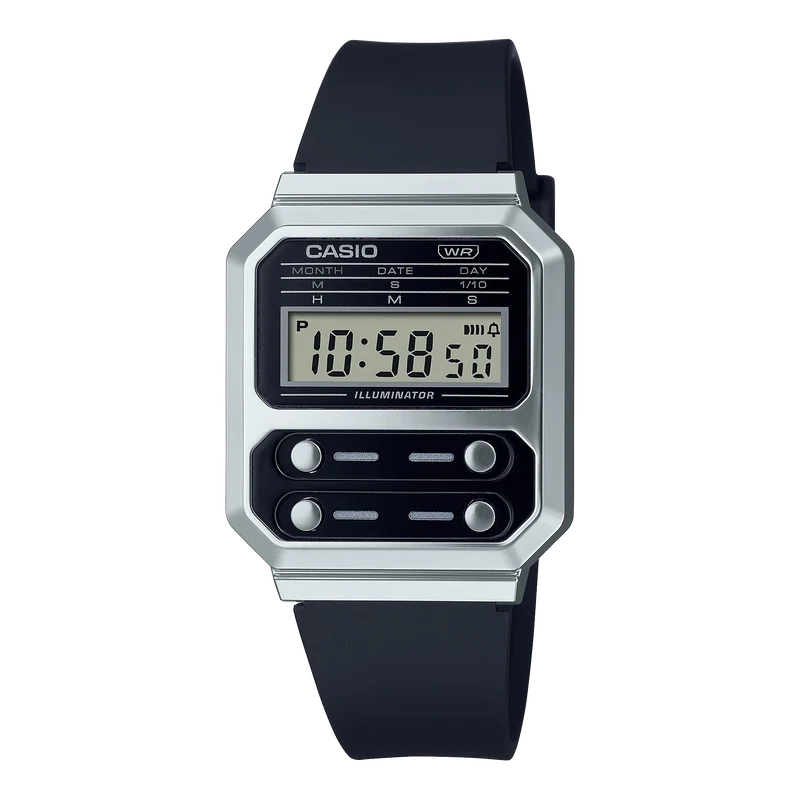 Casio A100WEF-1AEF Vintage Unisex Armbanduhr Silber • Retrodesign • Stoppuhr & LED-Licht