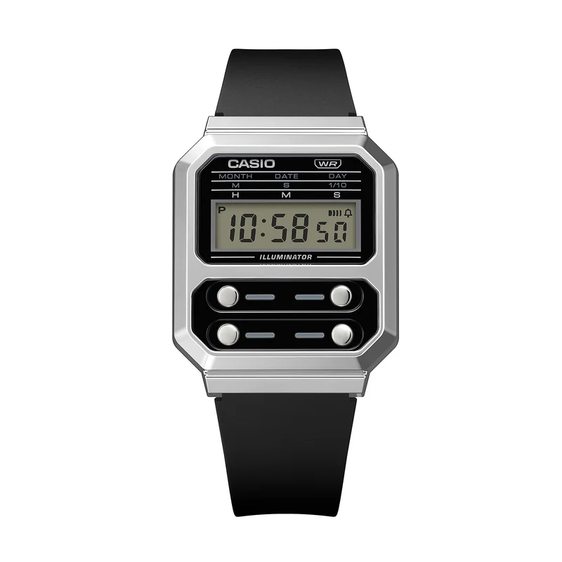 Casio A100WEF-1AEF Vintage Unisex Armbanduhr Silber • Retrodesign • Stoppuhr & LED-Licht