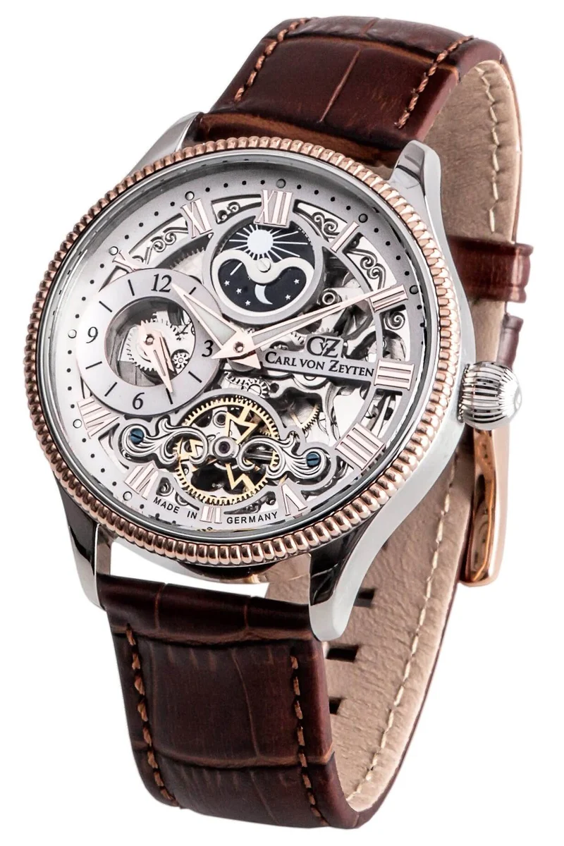 Carl von Zeyten Kirnbach CVZ0034RWHS Herrenuhr Silber-Roségold • Automatik Skelettuhrwerk • Saphirglas