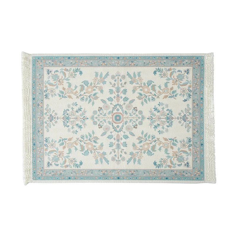 Gewebter kleiner Läufer-Teppich im Vintage-Ornamentstil mit Fransen