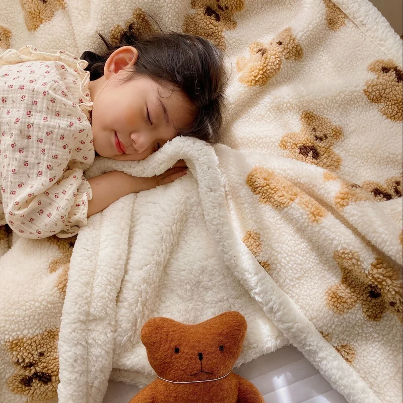 Fluffy Teddy Bear Muster Wurfdecke
