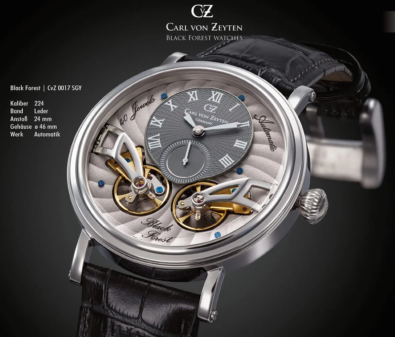 Carl von Zeyten Black Forest CVZ0017SGYS Herren Armbanduhr Grau • Automatikwerk • Saphirglas