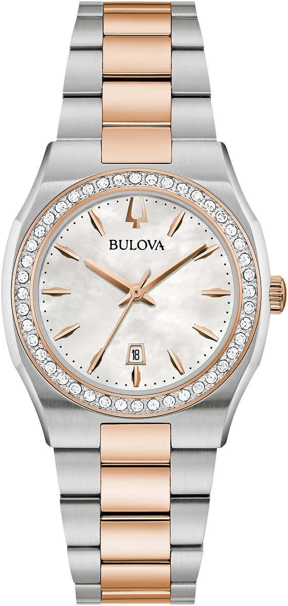 Bulova Surveyor 98R283 Damenuhr Bicolor • Diamant-Lünette • Perlmutt-Zifferblatt