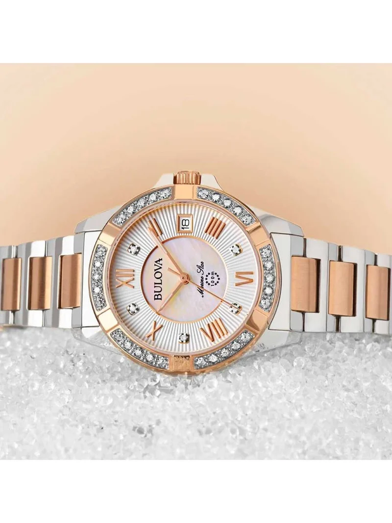 Bulova Marine Star 98R234 Damen Armbanduhr Bicolor • Saphirglas • 23 Diamant-Akzente