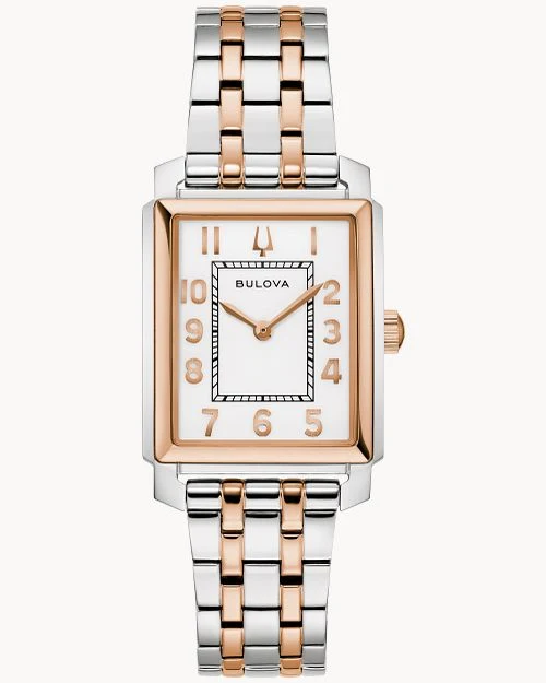 Bulova Sutton 98L328 Damen Armbanduhr Weiß • Bicolor Edelstahlarmband • Mineralglas