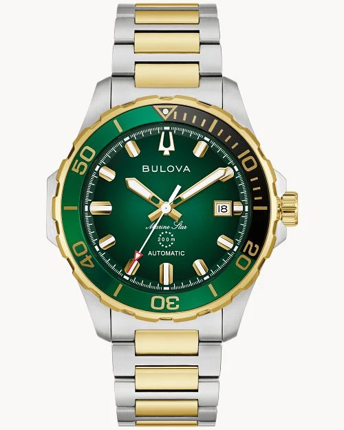 Bulova Marine Star 98B467 Herren Armbanduhr Grün • Automatikwerk • Saphirglas
