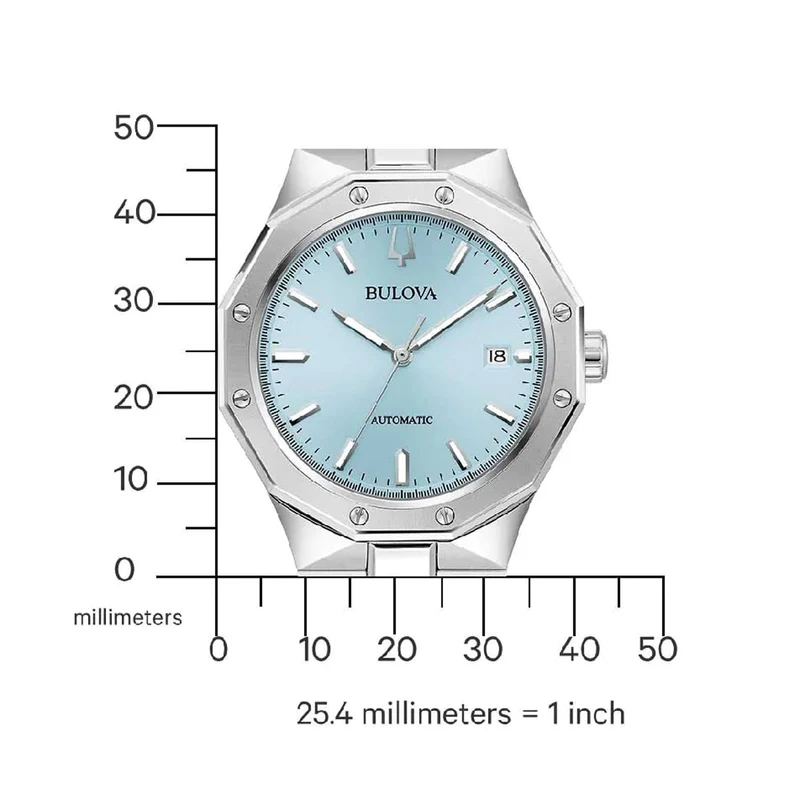 Bulova Classic 96B462 Herrenuhr Hellblau • Automatikwerk • Saphirglas