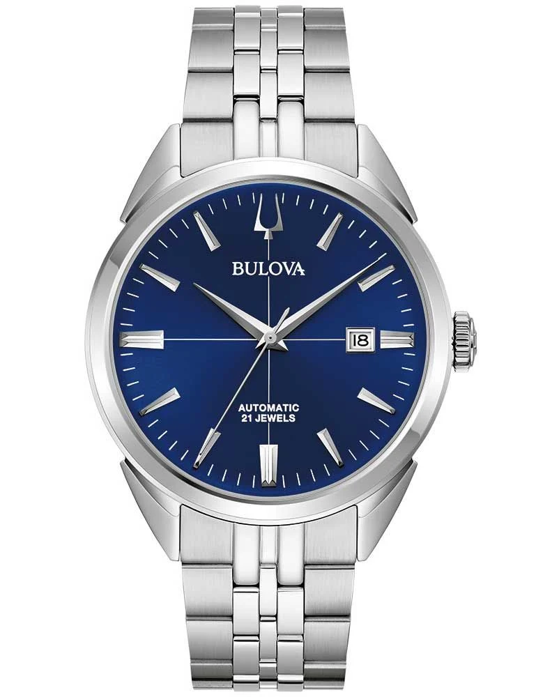 Bulova Sutton 96B425 Herren Automatik • Blaues Sonnenschliff-Zifferblatt • Sichtboden