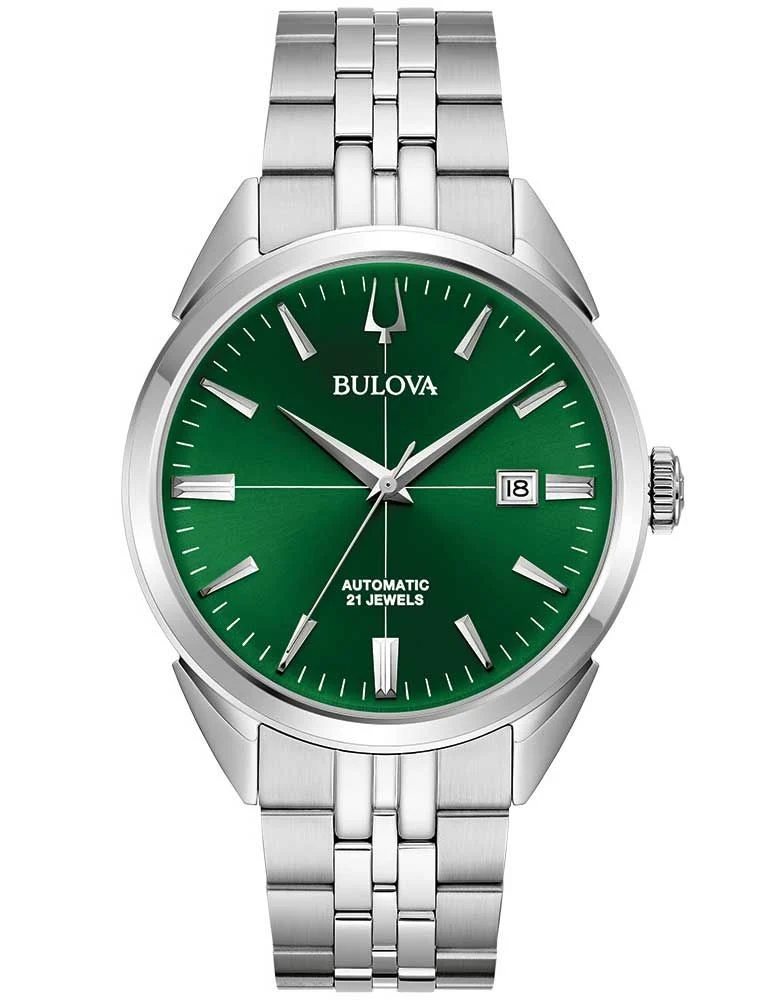 Bulova Sutton 96B424 Herren • Automatikwerk • Grünes Sunburst-Zifferblatt
