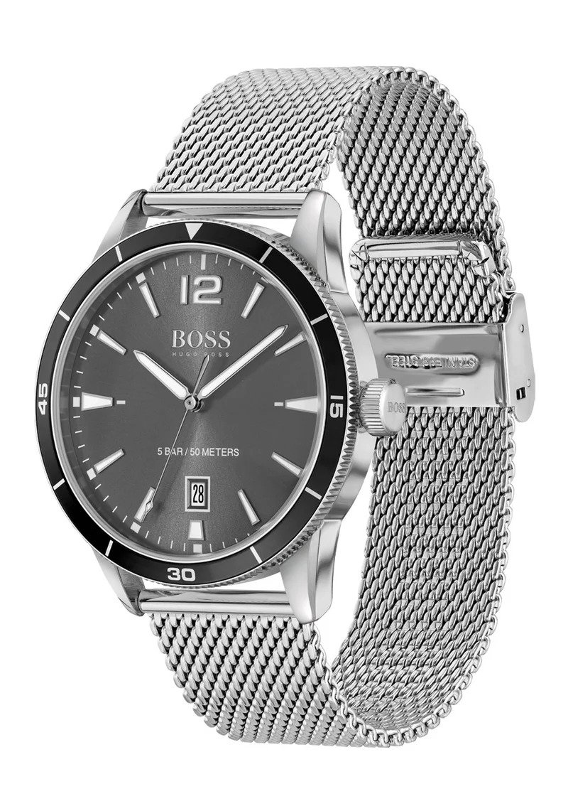 Boss Drifter 1513900 Herren Armbanduhr Anthrazit • Mineralglas • Mesh-Armband