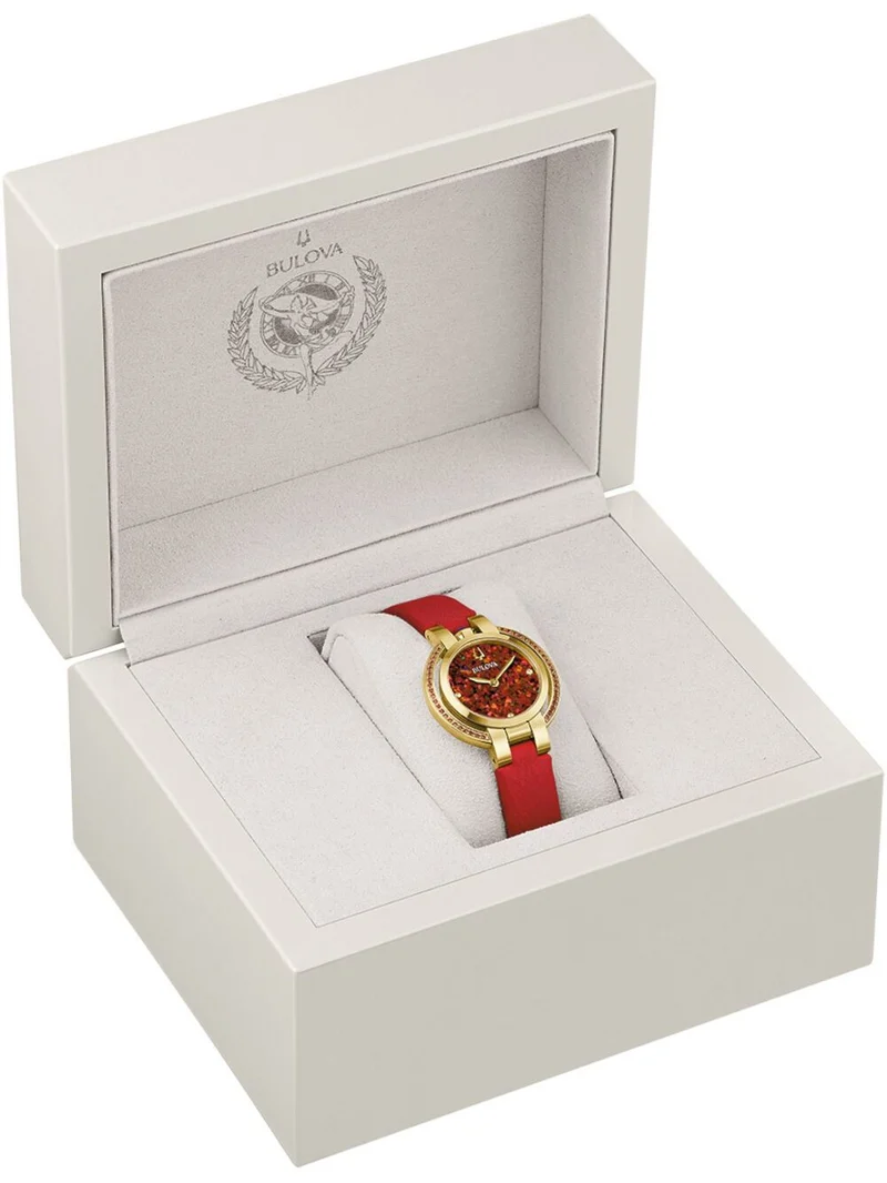Bulova Rubaiyat 97R105 Damen Armbanduhr Rot • Saphirglas • 42 Rubine