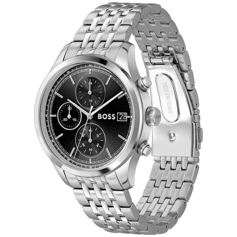BOSS Stratus 1514328 Herren Armbanduhr Schwarz • Chronograph mit Datum • Edelstahlarmband